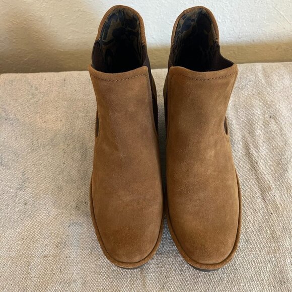 Fly London Shoes - Fly London Leather Phil Camel Suede Mid Wedge Chelsea Ankle Boots Sz 7.5 -8